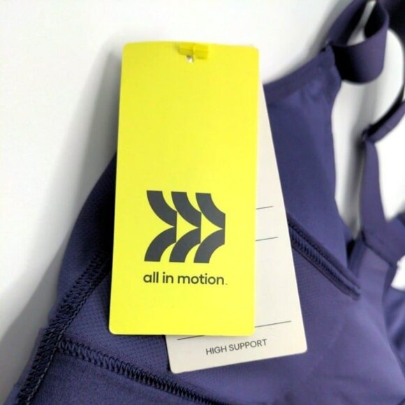 All in Motion Womens Sports Bra High Support Zip Front Racerback Purple Size 34C - Picture 7 of 10